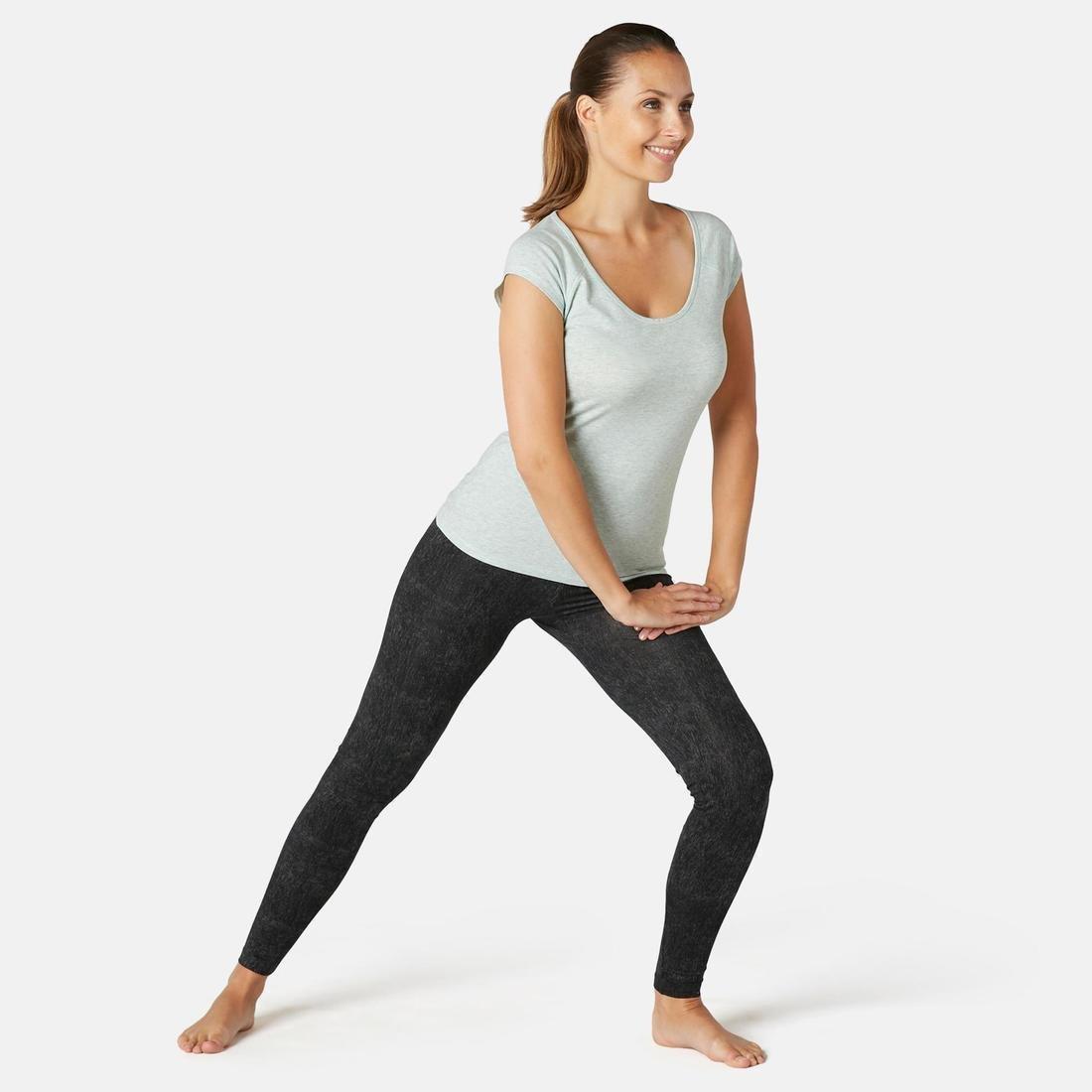 DOMYOS Fit500Womens Slim-Fit Gym Stretching Leggings, Grey