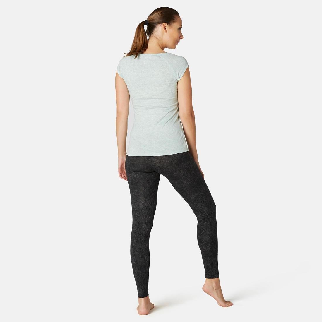 DOMYOS Fit500Womens Slim-Fit Gym Stretching Leggings, Grey