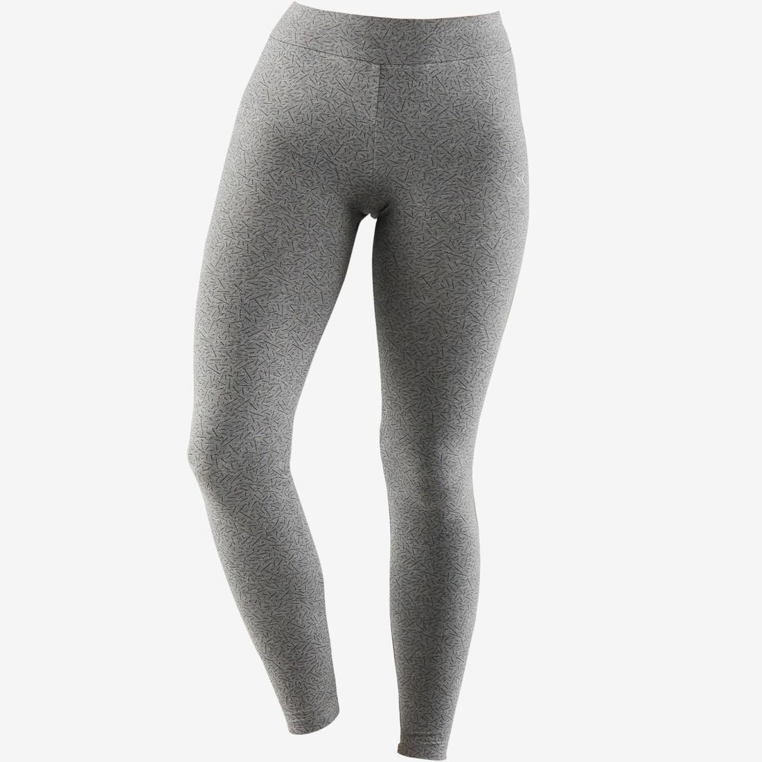 DOMYOS - Fit500Womens Slim-Fit Gym Stretching Leggings, Grey