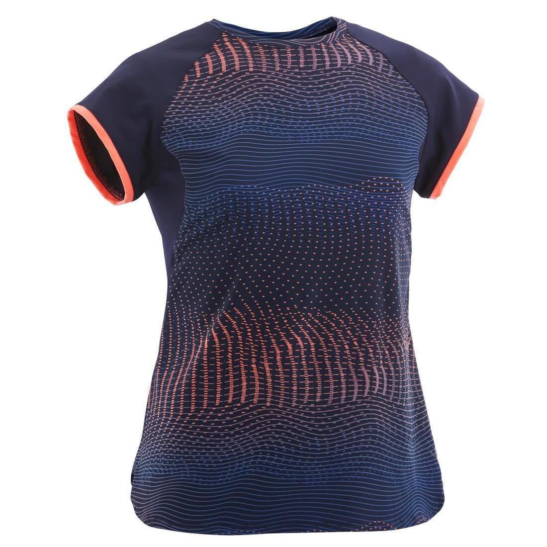 DOMYOS - Girls Breathable Synthetic T-Shirt, Navy Blue