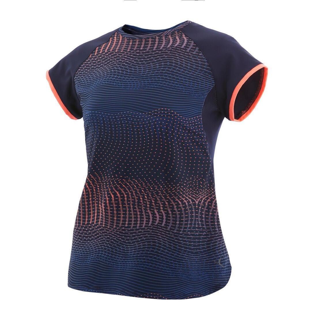 DOMYOS - Girls Breathable Synthetic T-Shirt, Navy Blue