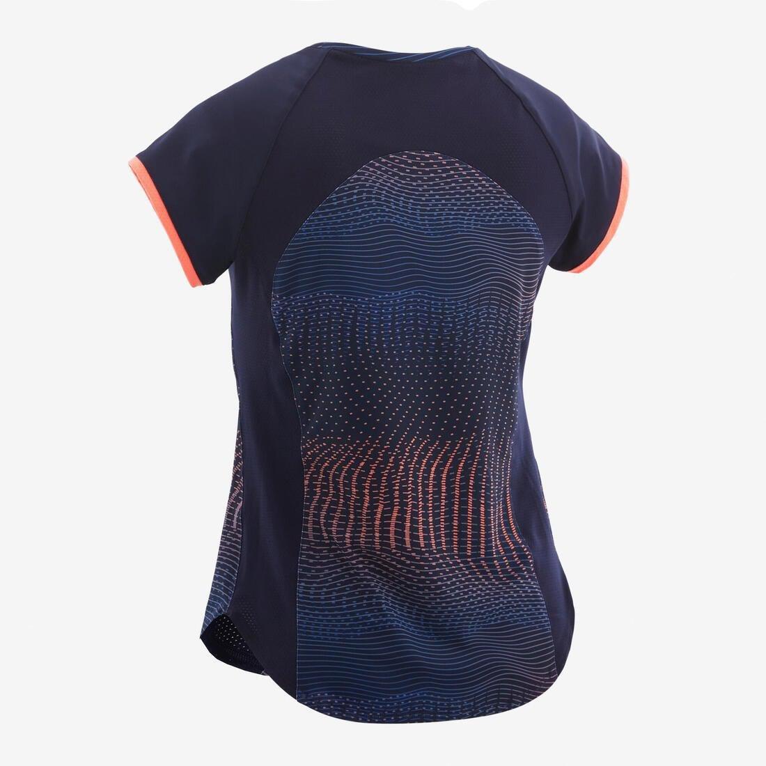 DOMYOS - Girls Breathable Synthetic T-Shirt, Navy Blue