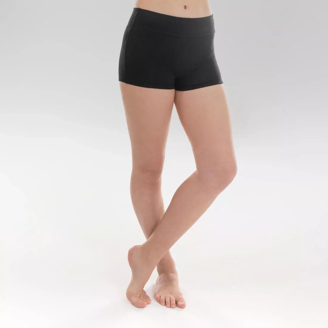 Kids Girls Modern Dance Slim High-Waisted Shorts, Black, No Color, large image number 0