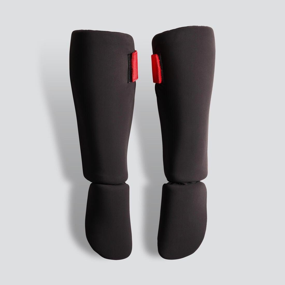 Kids Kickboxing Shin-Foot Guard 100, Black, No Color, large image number 2