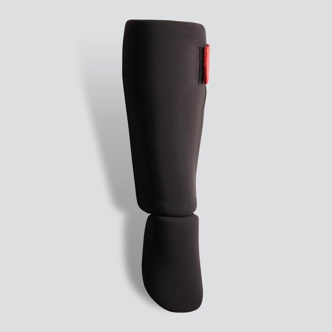 Kids Kickboxing Shin-Foot Guard 100, Black, No Color, large image number 4