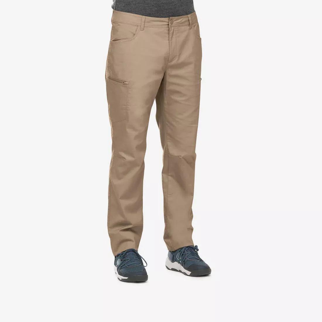 QUECHUA - Men's Regular Hiking Trousers - NH500, Iced Coffee