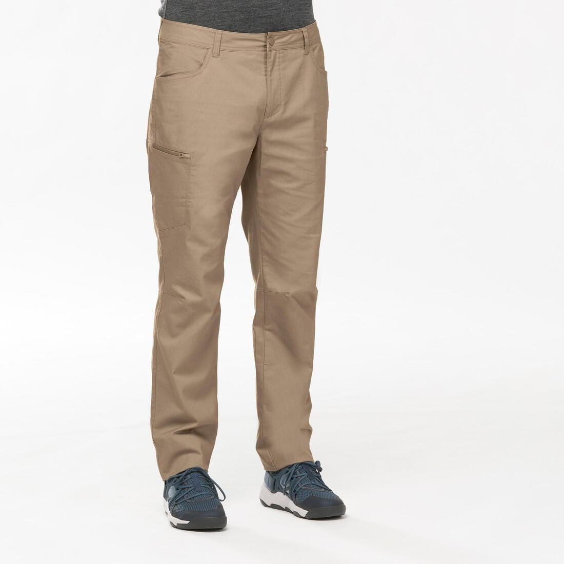 QUECHUA - Men's Regular Hiking Trousers - NH500, Iced Coffee