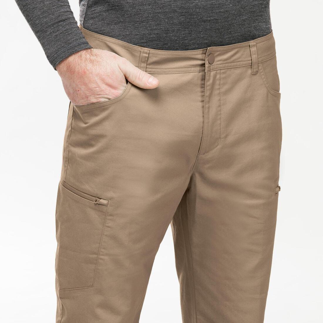 QUECHUA - Men's Regular Hiking Trousers - NH500, Iced Coffee