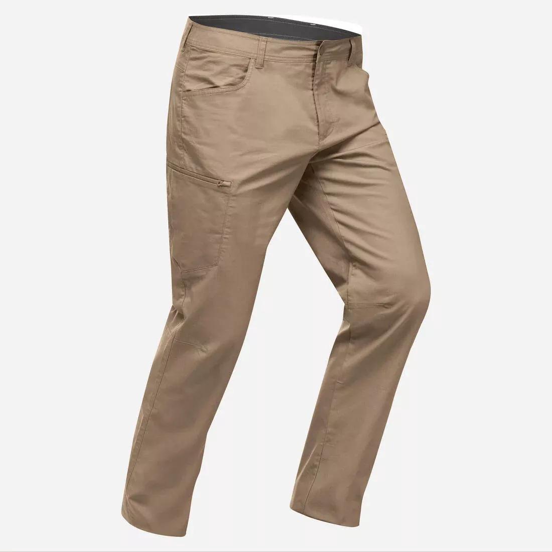 QUECHUA - Men's Regular Hiking Trousers - NH500, Iced Coffee