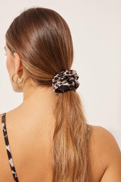 Brown Animal Print Scrunchie, 5501_811C, large image number 0