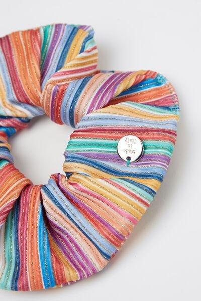 Multicolour Colourful Stripes Elastic Gathered Scrunchies, , medium