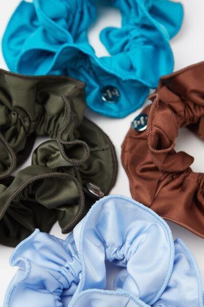 Multicolour Double Ruching Scrunchies, Set Of 4, Miscellaneous, large image number 0