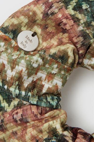Brwon Ethnic Elastic Gathered Scrunchies, 5501_174E, large image number 0