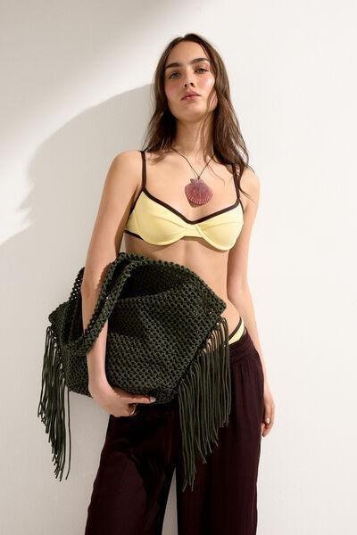Green Knitted Beach Bag, 5501_064E, large image number 0