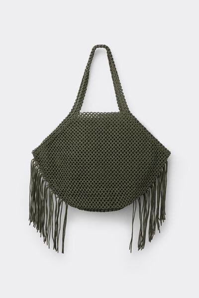 Green Knitted Beach Bag, 5501_064E, large image number 1