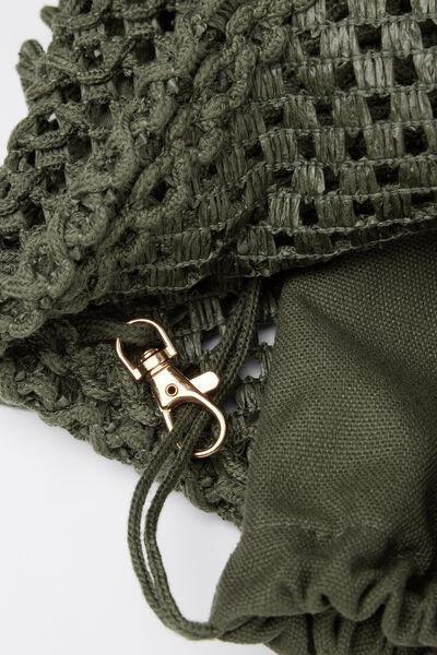 Green Knitted Beach Bag, 5501_064E, large image number 2
