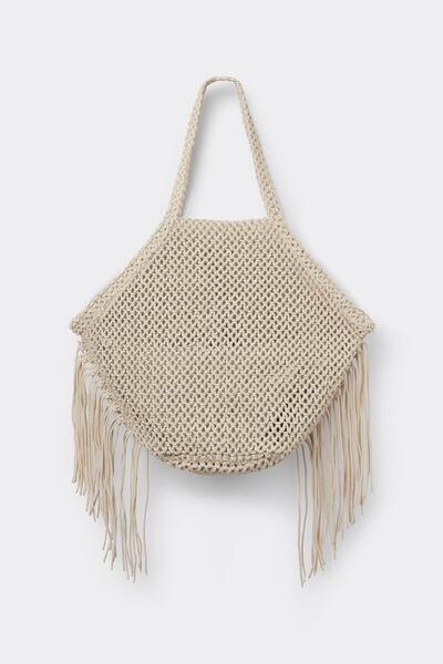 White Knitted Beach Bag, 5501_291E, large image number 1