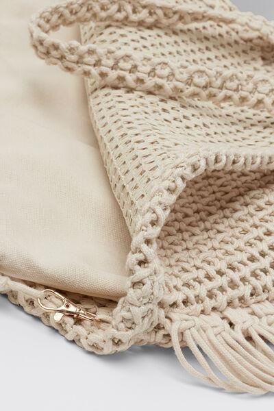 White Knitted Beach Bag, 5501_291E, large image number 2