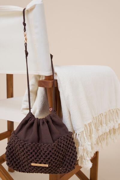 Brown Cross-Body Knitted Mini Bag, 5501_233E, large image number 0