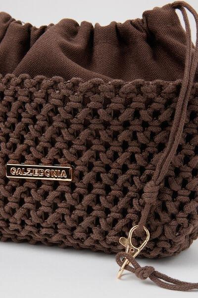 Brown Cross-Body Knitted Mini Bag, 5501_233E, large image number 2