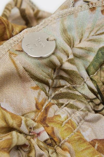 Beige/Green Elastic Double Ruching Scrunchies, 5501_144E, large image number 0
