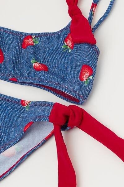 Navy Strawberry Two-Piece Swimsuit, Kids Girls, , large image number 1