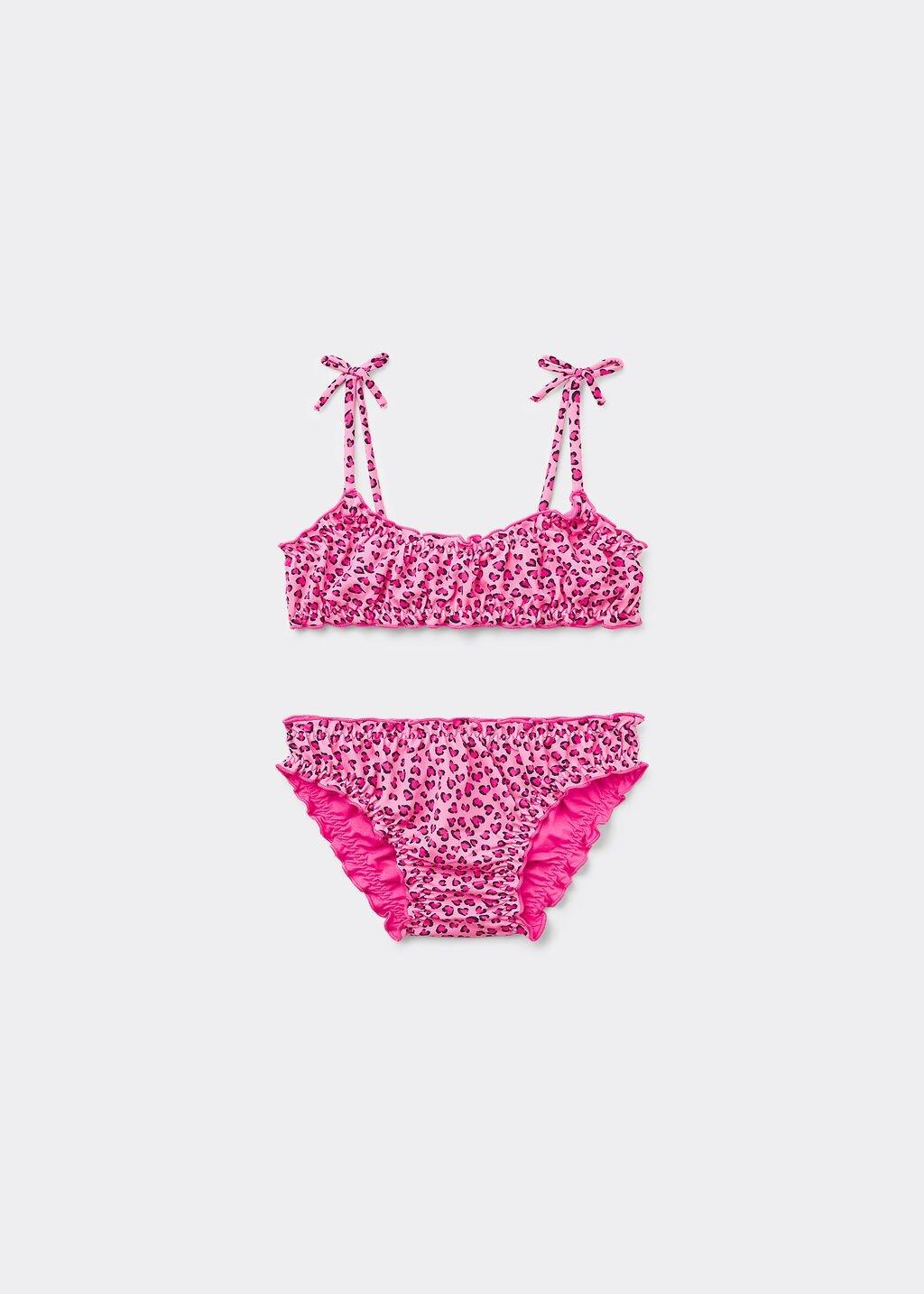 Pink Animal Print Two-Piece Swimsuit, Kids Girls, , large image number 0
