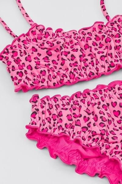 Pink Animal Print Two-Piece Swimsuit, Kids Girls, , large image number 1