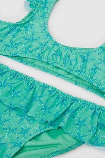 Green Glittery Starfish Bikini Set, Kids Girls, 5501_200E, large image number 1