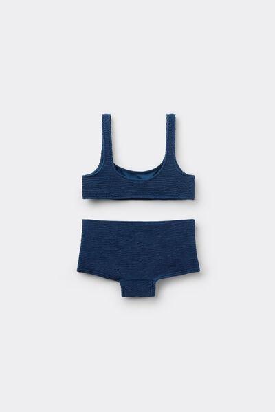 Navy Crinkle Waves Bikini Set, Kids Girls, 5501_157E, medium
