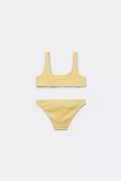 Yellow Crinkle Waves Bikini Set, Kids Girls, 5501_234E, large image number 0