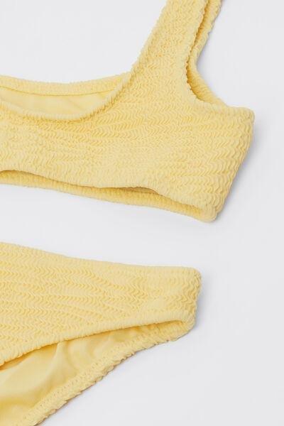 Yellow Crinkle Waves Bikini Set, Kids Girls, 5501_234E, large image number 1