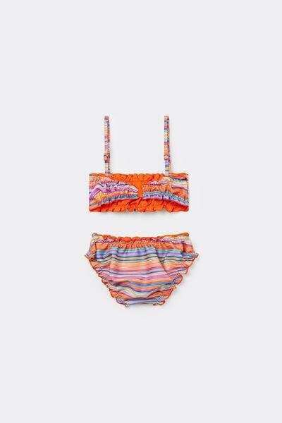 Multicolour Striped Bikini Bottom, Kids Girls, , large image number 0