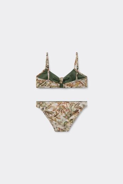 Beige/Green Tropical Foliage Bikini Set, Kids Girls, 5501_144E, large image number 0