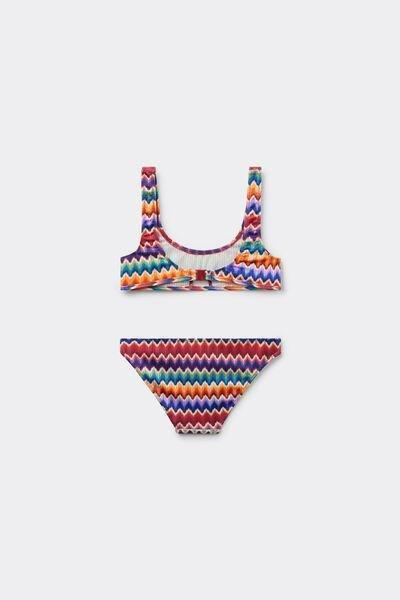 Brown Vibrant Chevron Bikini Set, Kids Girls, 5501_189E, large image number 0