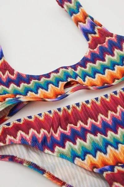 Brown Vibrant Chevron Bikini Set, Kids Girls, 5501_189E, large image number 1
