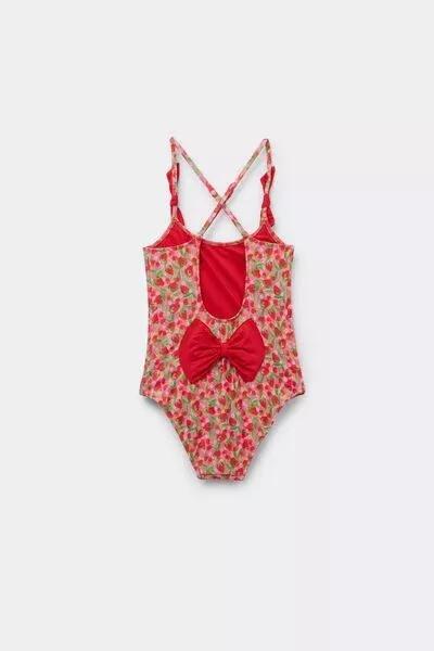 Red Strawberries Pattern Swimsuit, Kids Girls, 5501_201E, large image number 0