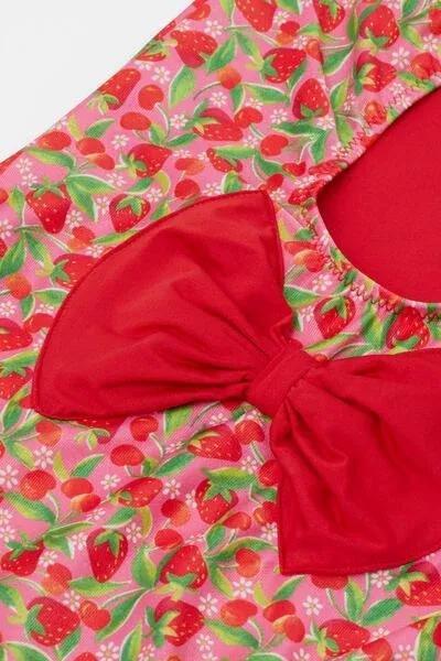 Red Strawberries Pattern Swimsuit, Kids Girls, 5501_201E, medium