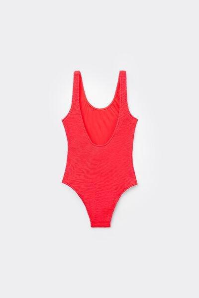 Red Crinkle Waves Swimsuit , Kids Girls, 5501_046E, large image number 0