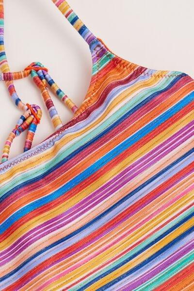 Multicolour Striped Swimsuit, Kids Girls, , large image number 1