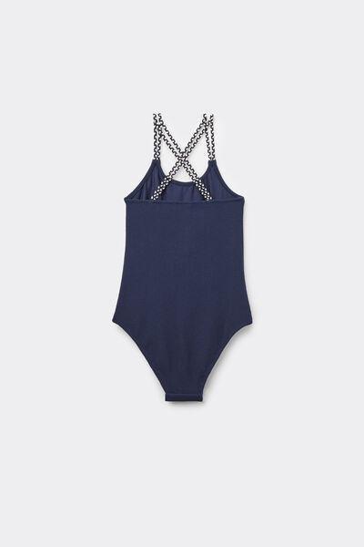 Navy One Piece Swimsuit, Kids Girls, , large image number 2