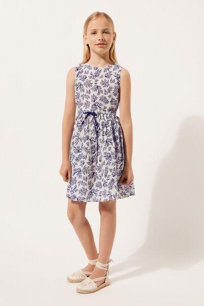 Blue Printed Dress , Kids Girls, , large image number 0