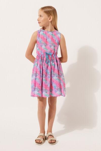 Pink Printed Dress, Kids Girls, , medium