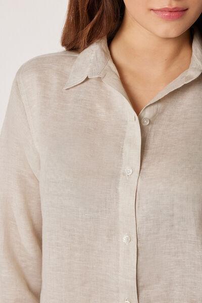 White Button Fastening Linen Shirt, 5501_910C, large image number 3