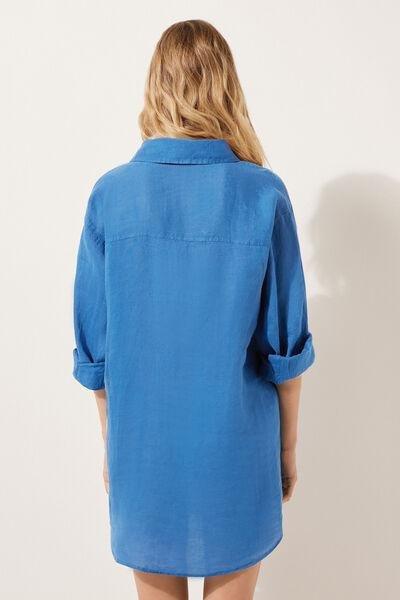 Blue Linen Shirt Dress, , large image number 2