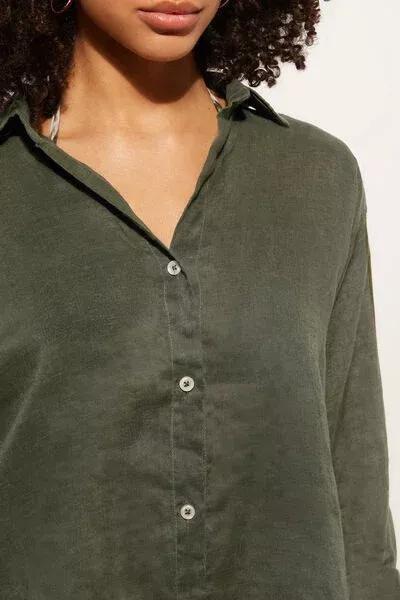 Green Linen Shirt Dress, 5501_064E, large image number 3