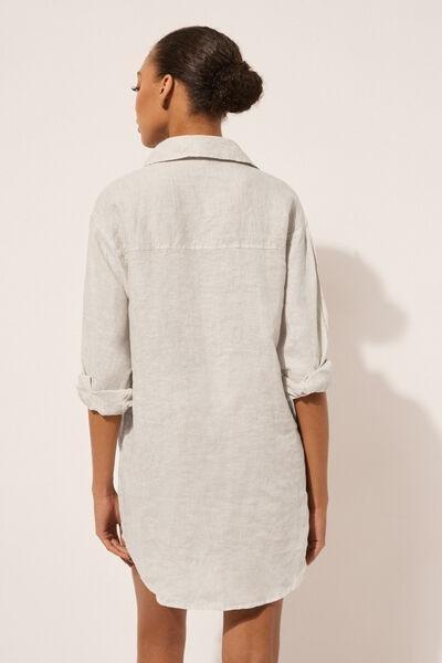 Ecru Linen Shirt Dress, , large image number 2