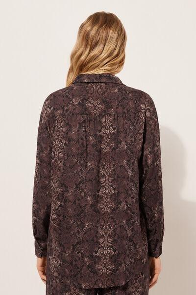 Brown Short Tropical Print Shirt, , large image number 2
