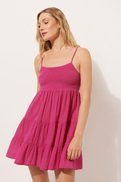 Fuchsia Short Ruffled Dress, , large image number 0