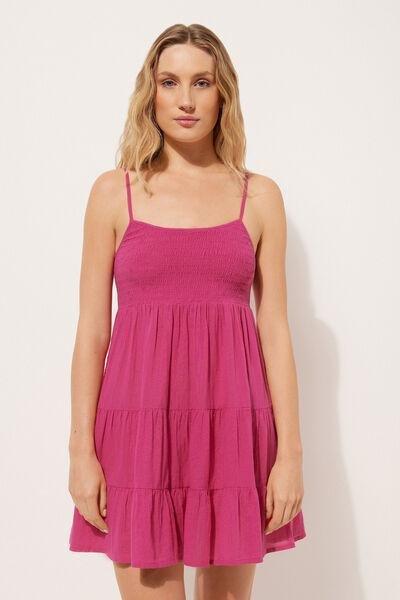 Fuchsia Short Ruffled Dress, , large image number 1